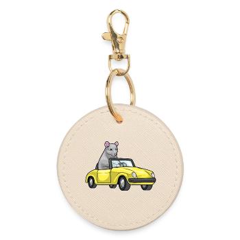 Rat Car - Round Keyring - oyster - Front