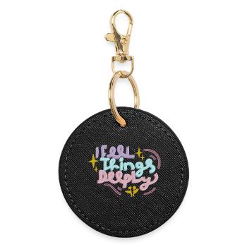 Feel deeply in pastel - Round Keyring - black - Front