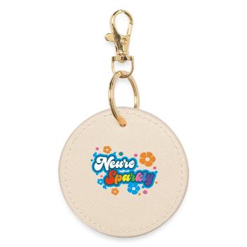 Neuro Sparkly Flower Rainbow Typography - Round Keyring - oyster - Front