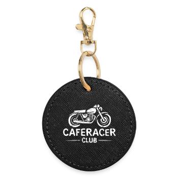 Moped caferacer club - Motorrad und Bikeliebe - Runder Schlüsselanhänger - Schwarz - Vorne