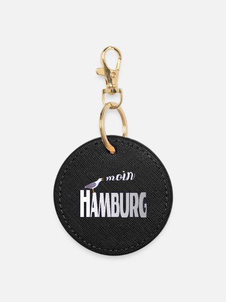 Hamburg Möwe & Moin Design - Runder Schlüsselanhänger - Schwarz
