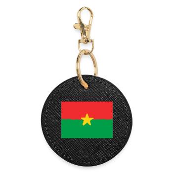 Flag of Burkina Faso - Round Keyring - black - Front