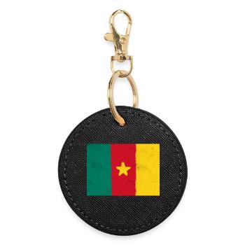 Drapeau du Cameroun - Porte-clés rond - noir - Devant