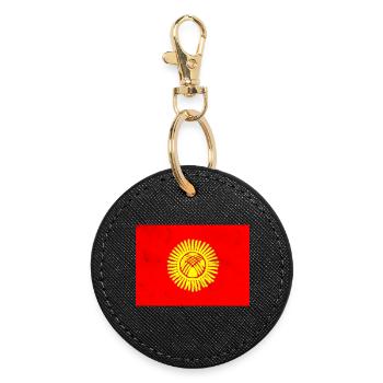 Flag of Kyrgyzstan - Round Keyring - black - Front
