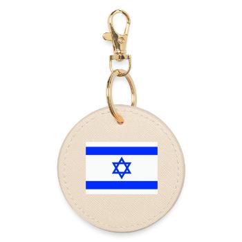 Israel Flag Flag Coat of Arms Star of David Jerusalen - Round Keyring - oyster - Front