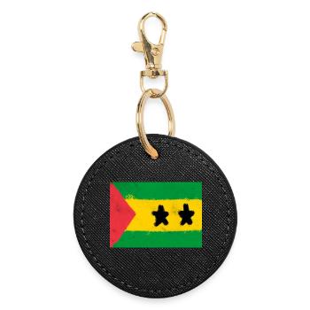 Flag of São Tomé and Príncipe - Round Keyring - black - Front