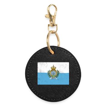 Drapeau de Saint-Marin - Porte-clés rond - noir - Devant