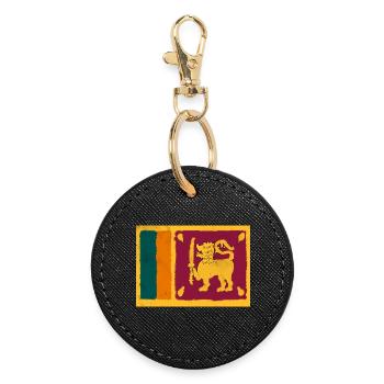 Flagge von Sri Lanka - Runder Schlüsselanhänger - Schwarz - Vorne
