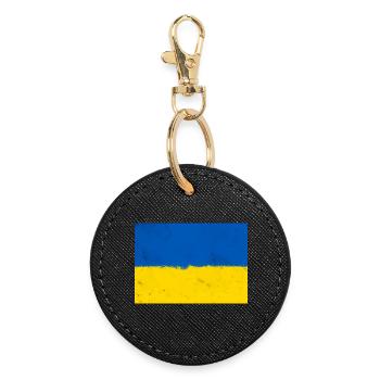 Flag of Ukraine - Round Keyring - black - Front