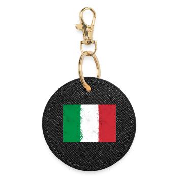 Drapeau de l’Italie - Porte-clés rond - noir - Devant