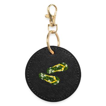 Slippers Daisies Flip Flops Camping Lawn - Round Keyring - black - Front