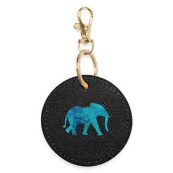 Elephant Yoga Mandala Ornament Pattern Yogi India - Round Keyring - black - Front