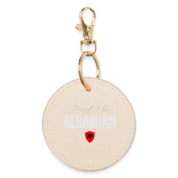Proud Albanian, Made in Albania - Round Keyring - oyster - Front