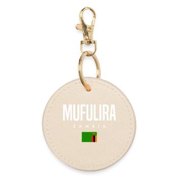 Mufulira, Zambia - Round Keyring - oyster - Front