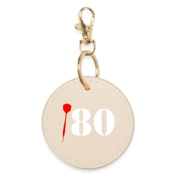 Dart 180 Saying "One Hundred and Eighty!" Triple 20 - Round Keyring - oyster - Front