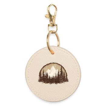 Majestätische Bergwaldszene - Runder Schlüsselanhänger - Auster - Vorne