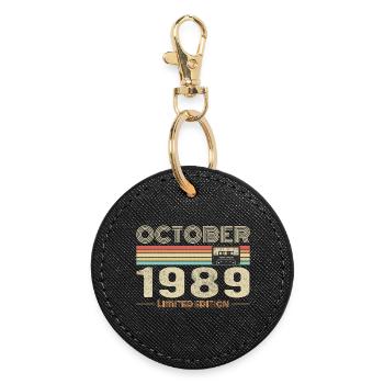 Birthday october 1989 - Round Keyring - black - Front