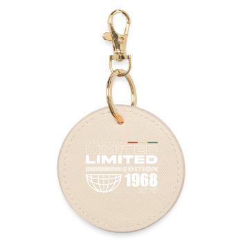 Born in 1968 Birthday 1968 - 57 years Retro - Round Keyring - oyster - Front