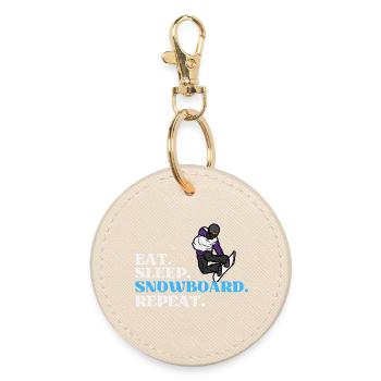 Eat Sleep Snowboard Répéter - Porte-clés rond - huître - Devant