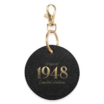 77th Birthday Original October 1948 - Round Keyring - black - Front