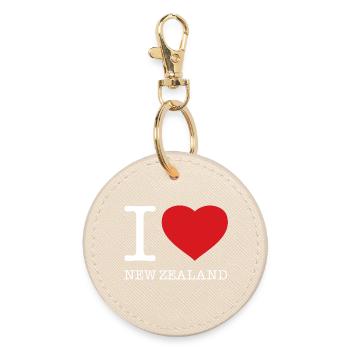I love New Zealand - Round Keyring - oyster - Front