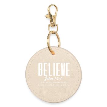 Faith in God John 14:1 - Round Keyring - oyster - Front