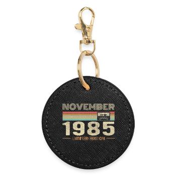 November 1985 Vintage Birthday Retro Tee - Porte-clés rond - noir - Devant