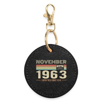 November 1963 Vintage Geburtstag Retro T-Shirt - Runder Schlüsselanhänger - Schwarz - Vorne