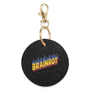 Brainrot - Funny Memes - Round Keyring - black - Front