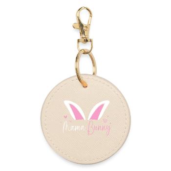 Expectant Mom Easter Gender Reveal - Round Keyring - oyster - Front