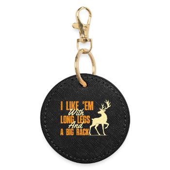 Long Legs Big Rack Funny Deer Hunting Joke - Round Keyring - black - Front