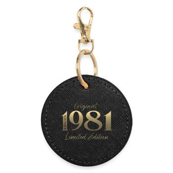 44. Geburtstag Original November Jahrgang 1981 - Runder Schlüsselanhänger - Schwarz - Vorne