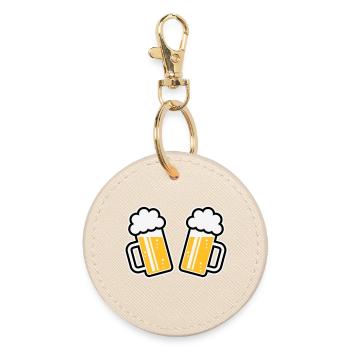 2 beer mugs Cheers, cheers! (Beer Mugs 3C) - Round Keyring - oyster - Front