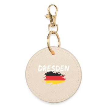 Dresden Germany Flag - Round Keyring - oyster - Front