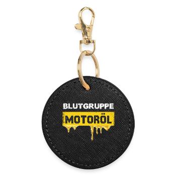 Blood Type Engine Oil Graph - Round Keyring - black - Front