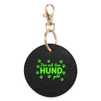 The one with the dog goes saying - Round Keyring - black - Front