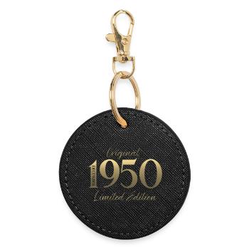 75. Geburtstag Original Dezember Jahrgang 1950 - Runder Schlüsselanhänger - Schwarz - Vorne