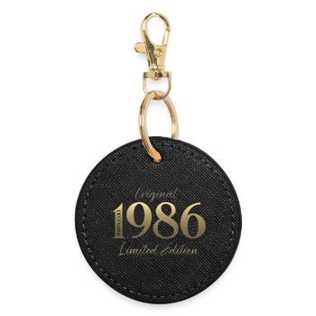 39. Geburtstag Original Dezember Jahrgang 1986  - Runder Schlüsselanhänger - Schwarz - Vorne