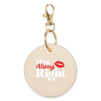 Mrs. Always Right lustiges Valentinstagspaar passt zusammen - Runder Schlüsselanhänger - Auster - Vorne