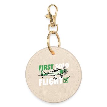 First Solo Flight Pilot Humor Aviation Student  - Round Keyring - oyster - Front