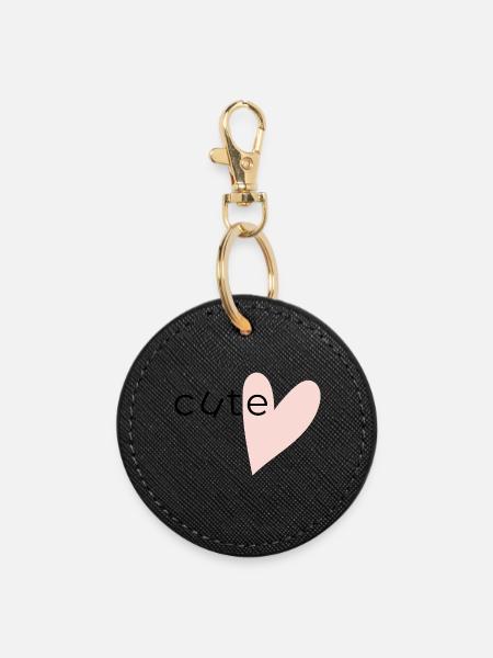 E-Herz Minimal - Cute - Runder Schlüsselanhänger - Schwarz