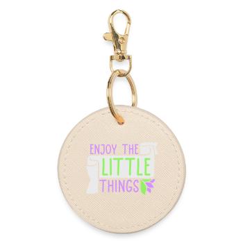 Enjoy The Little Things Gratitude Mindfulness - Round Keyring - oyster - Front