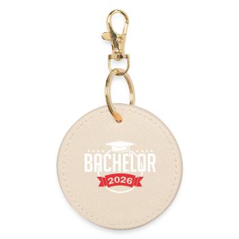 Bachelor 2026 Abschluss Promotion Sponsion - Runder Schlüsselanhänger - Auster - Vorne
