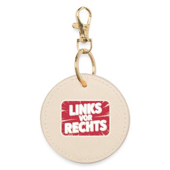 Left before Right - Alerta Antifascista - Round Keyring - oyster - Front