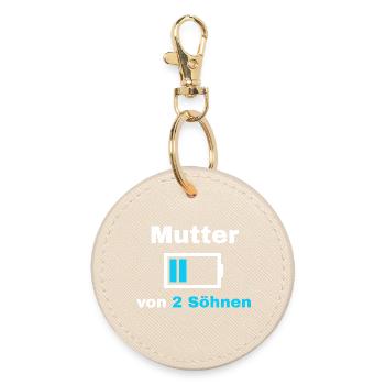 Mutter Sohn Spruch Stolz Mama 2 Kinder Geschenk - Runder Schlüsselanhänger - Auster - Vorne