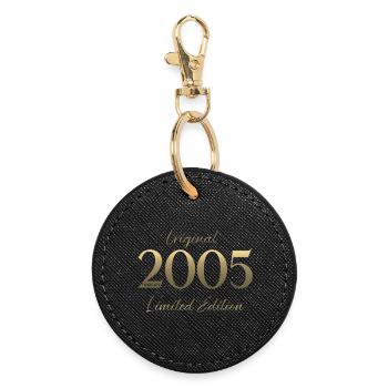 21st Birthday February 2005 Vintage Vintage - Round Keyring - black - Front