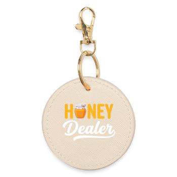 Honey Dealer Beekeeper Honeycomb Beekeeping - Round Keyring - oyster - Front