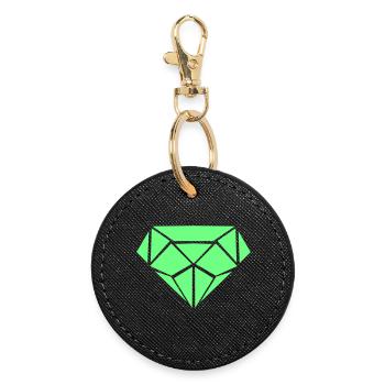 Grüner Diamant Geometrie - Runder Schlüsselanhänger - Schwarz - Vorne
