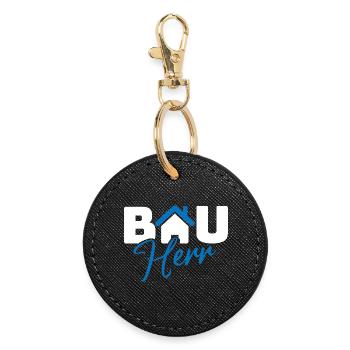 Logo de la maison du casque de construction - Porte-clés rond - noir - Devant
