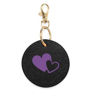violet heart two violet hearts gift - Round Keyring - black - Front